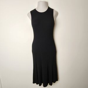 A New Day Black Ribbed Sleeveless Midi Dress L